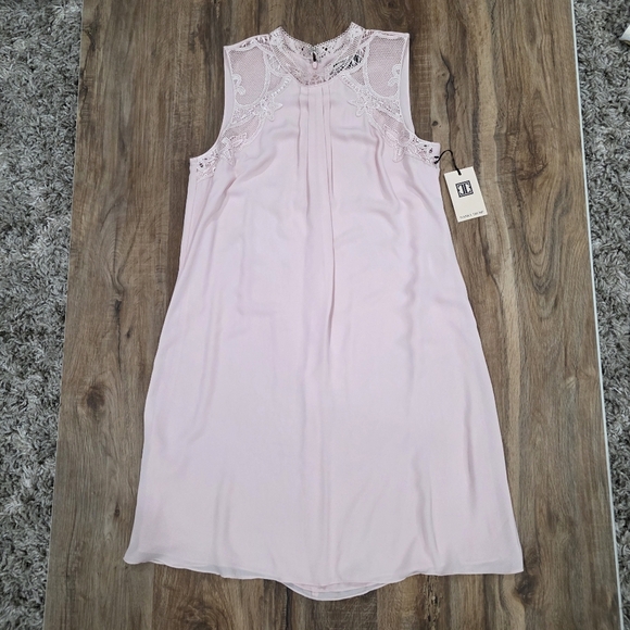 NWT Ivanka Trump Blush Pink Georgette Lace Zipper Closure Dress Size 10 - Picture 3 of 8